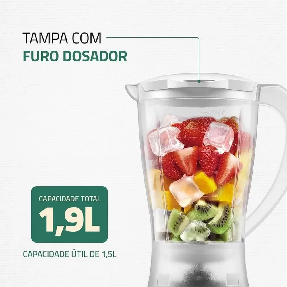 LIQUIDIFICADOR MONDIAL EASY POWER L-550-W BI 550W 2 VELOCIDADES E PULSAR COPO 2.2L BRANCO 220V 
