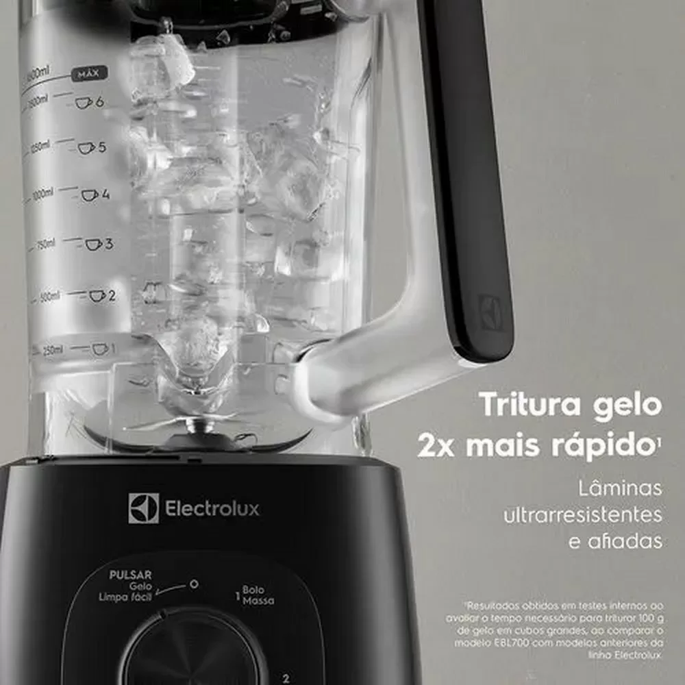 LIQUIDIFICADOR ELECTROLUX EBL700 EFFICIENT TRIFORCE 3 VELOCIDADES 2,7L 600W PRETO 220V