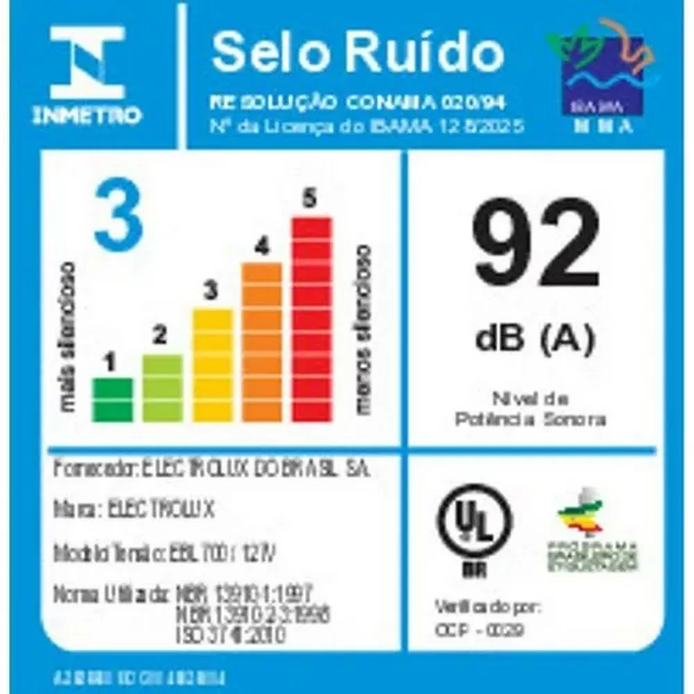 LIQUIDIFICADOR ELECTROLUX EBL700 EFFICIENT TRIFORCE 3 VELOCIDADES 2,7L 600W PRETO 220V
