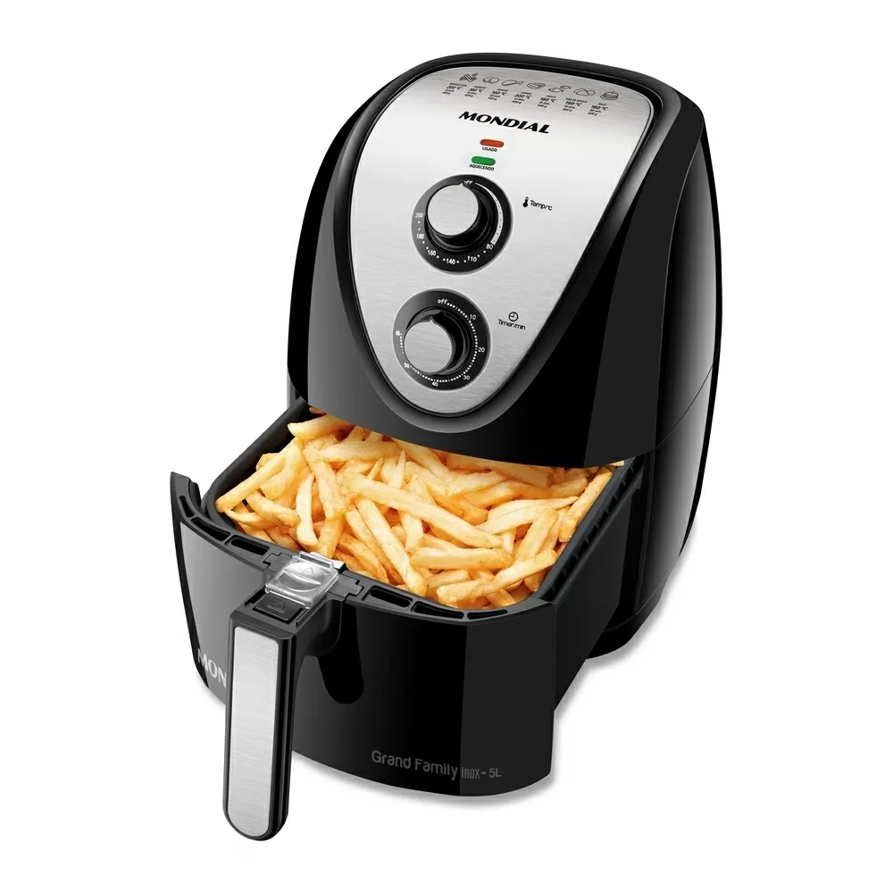FRITADEIRA ELETRICA MONDIAL AIR FRYER 5L AFN-50-BI PRETO/INOX 220V