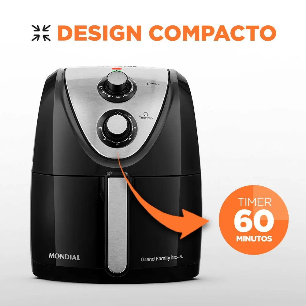 FRITADEIRA ELETRICA MONDIAL AIR FRYER  5L AFN-50-BI PRETO/INOX 220V 