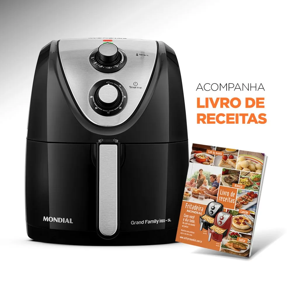 FRITADEIRA ELETRICA MONDIAL AIR FRYER  5L AFN-50-BI PRETO/INOX 220V 