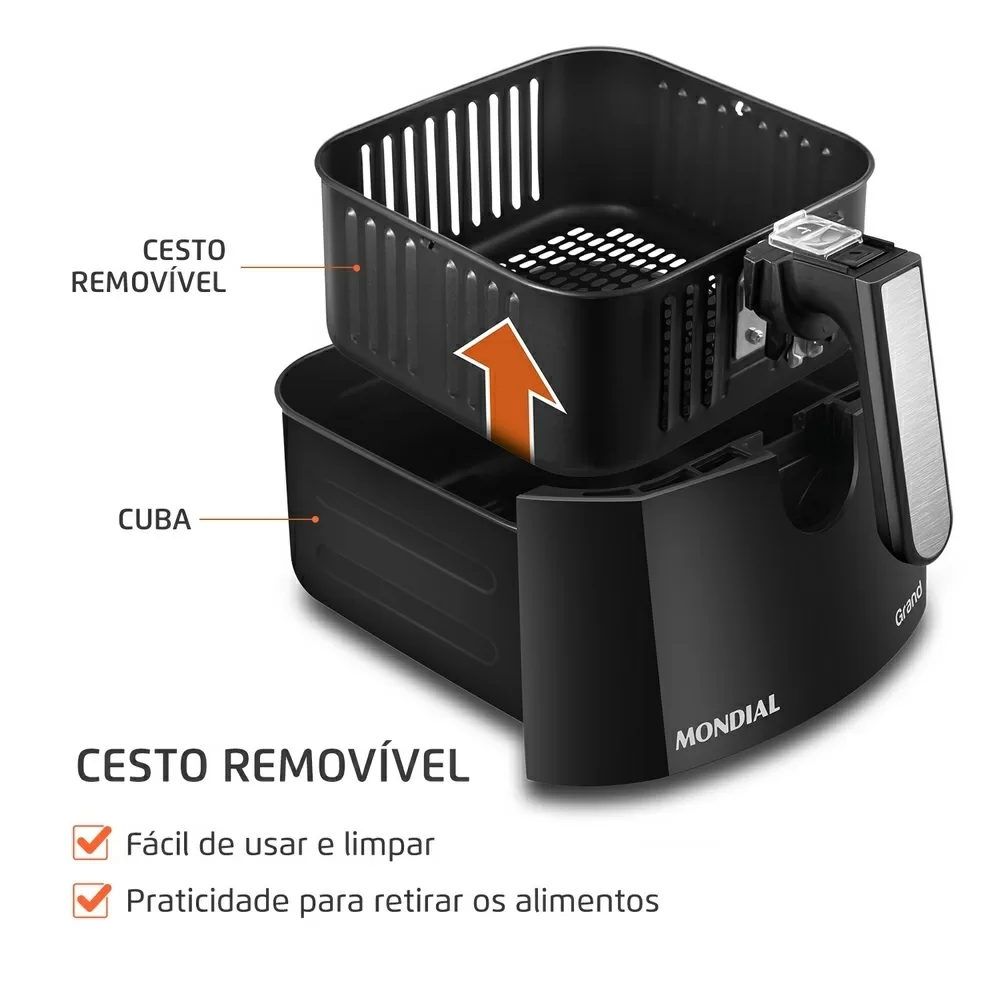 FRITADEIRA ELETRICA MONDIAL AIR FRYER  5L AFN-50-BI PRETO/INOX 220V 