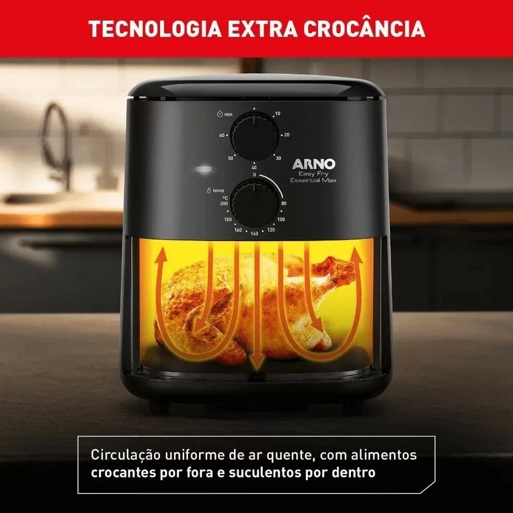 FRITADEIRA ELETRICA ARNO AIR FRYER EASY FRY ESSENTIAL MAX 5L AFE5 PRETA 220V 