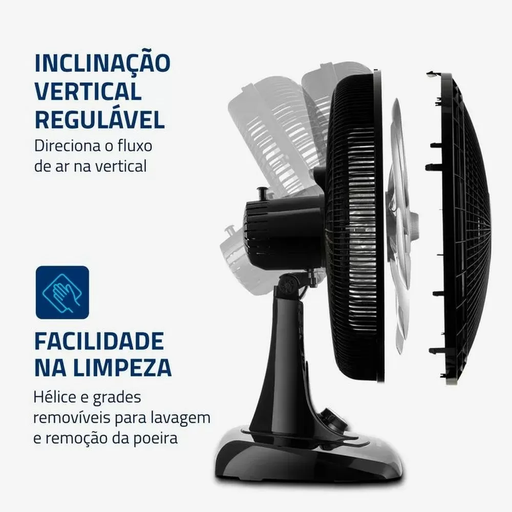 VENTILADOR DE MESA MONDIAL 40CM SUPER POWER VSP-40-B PRETO/PRATA 220V 