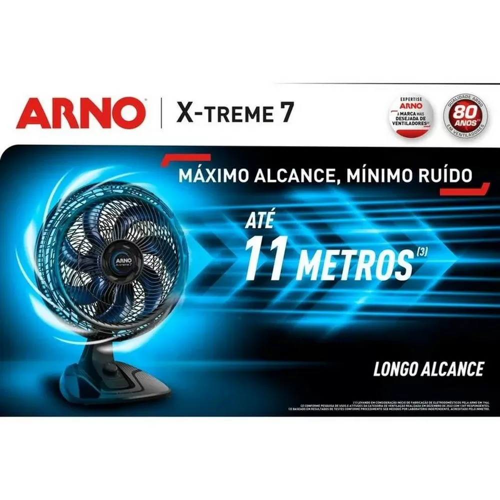 VENTILADOR DE MESA ARNO 40CM X-TREME 7 VE70 VE3700B4 7 PAS 150W PRETO 220V 