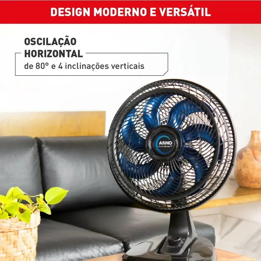 VENTILADOR DE MESA ARNO 40CM X-TREME 7 VE70 VE3700B4 7 PAS 150W PRETO 220V 