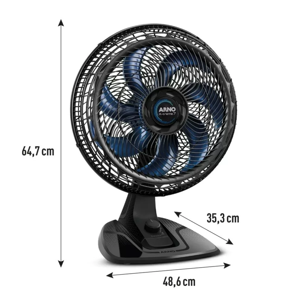 VENTILADOR DE MESA ARNO 40CM X-TREME 7 VE70 VE3700B4 7 PAS 150W PRETO 220V 