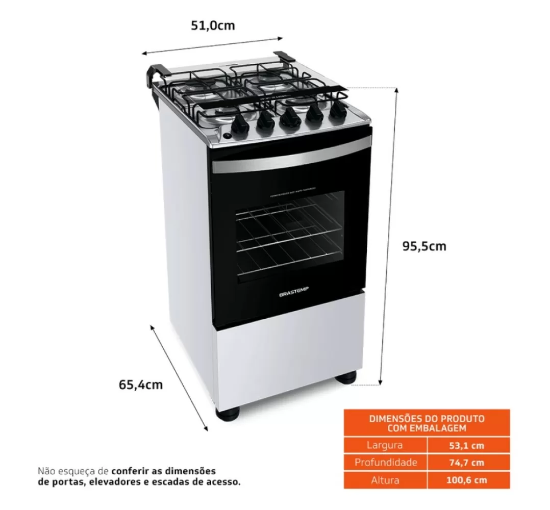 FOGAO 4 BOCAS BRASTEMP BFO4NBB BRANCO BIVOLT