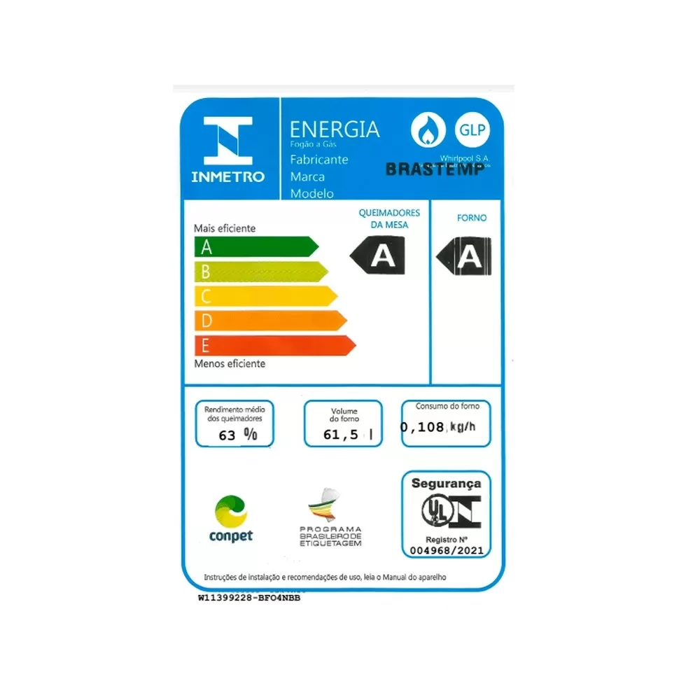 FOGAO 4 BOCAS BRASTEMP BFO4NBB BRANCO BIVOLT