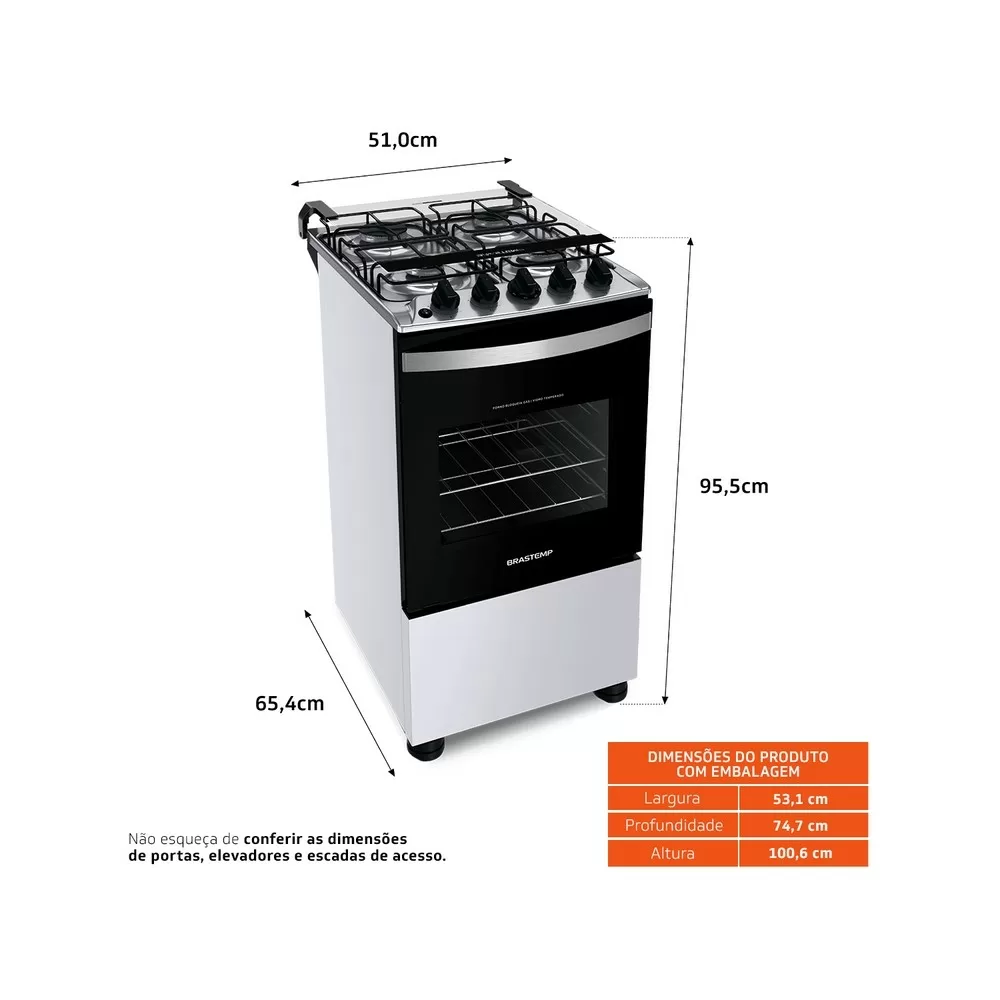 FOGAO 4 BOCAS BRASTEMP BFO4NBB BRANCO BIVOLT