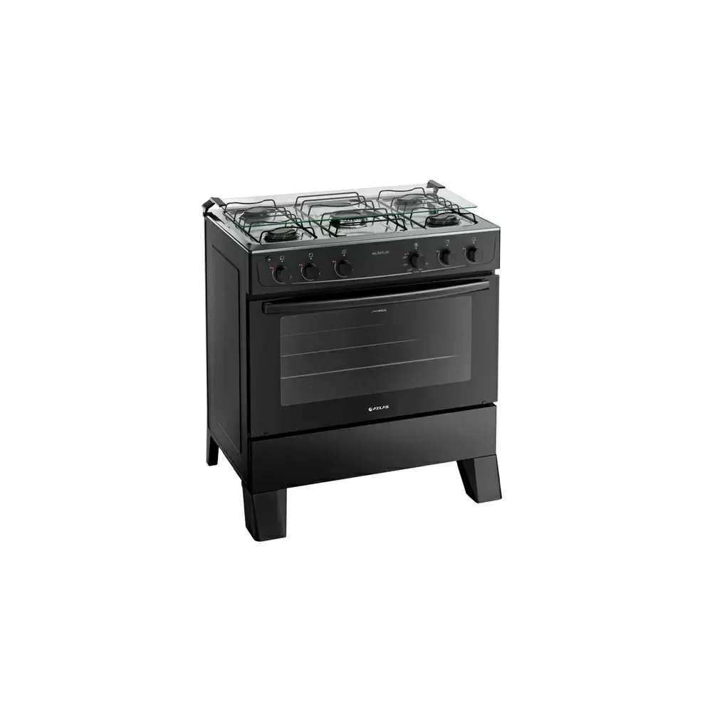 FOGAO 5 BOCAS ATLAS MILAO PLUS PRETO BIVOLT 