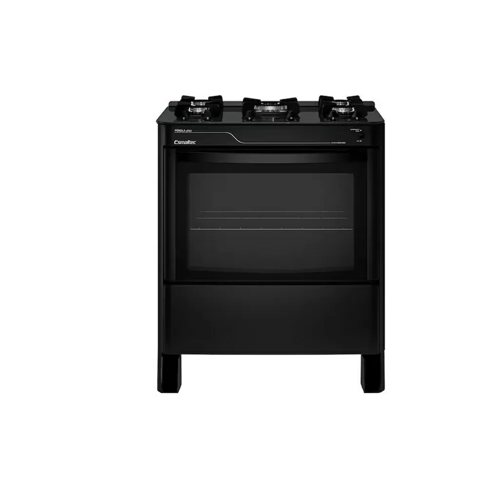 FOGAO 5 BOCAS ESMALTEC PEROLA GLASS 5115 PRETO BIVOLT 