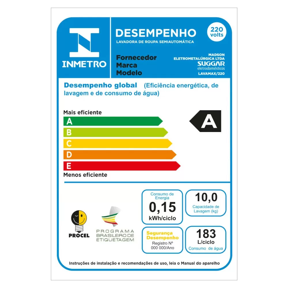 MAQUINA DE LAVAR SEMI-AUTOMATICA SUGGAR LX1022PT LAVAMAX 10KG PRETO 220V
