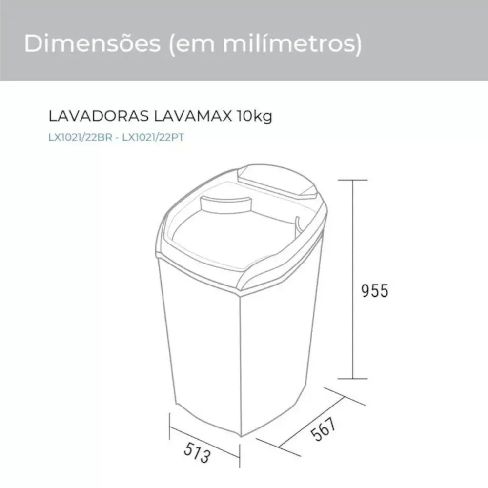 MAQUINA DE LAVAR SEMI-AUTOMATICA SUGGAR LX1022BR LAVAMAX 10KG BRANCO 220V 