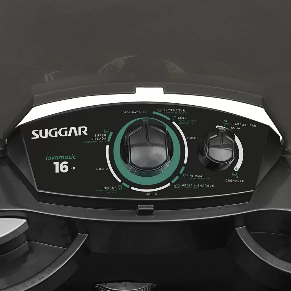 MAQUINA DE LAVAR SEMI-AUTOMATICA SUGGAR LC1622PT LAVAMATIC 16KG PRETO 220V