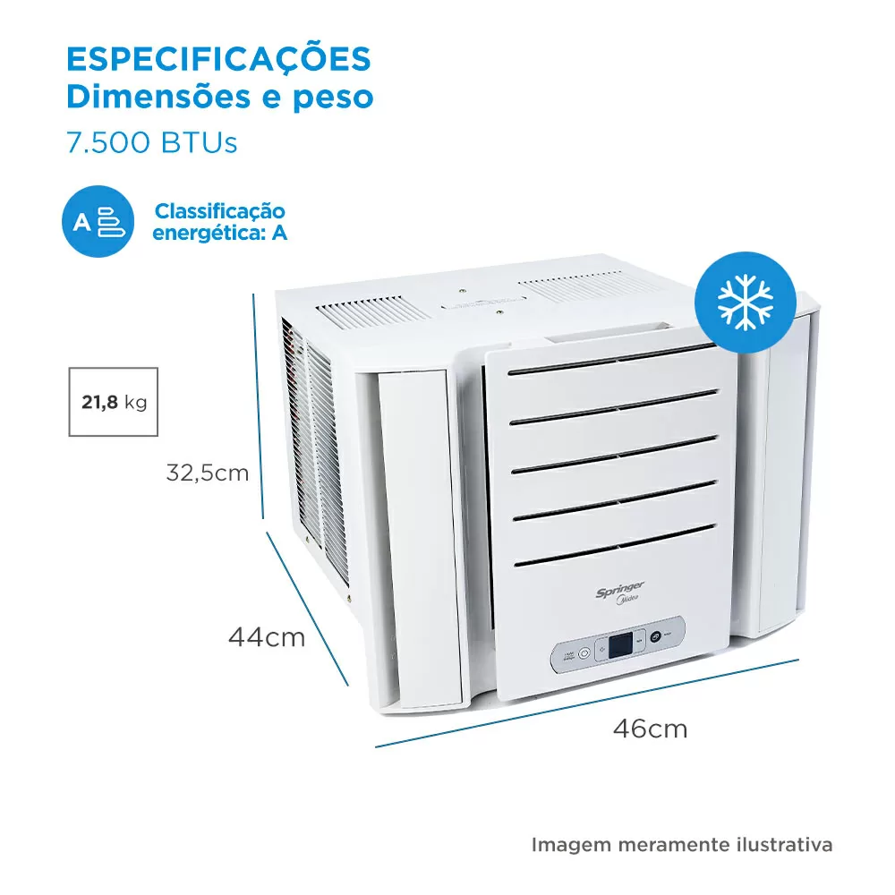 AR CONDICIONADO DE JANELA SPRINGER MIDEA ELETRONICO QCK075RB 7500 BTUS 220V 