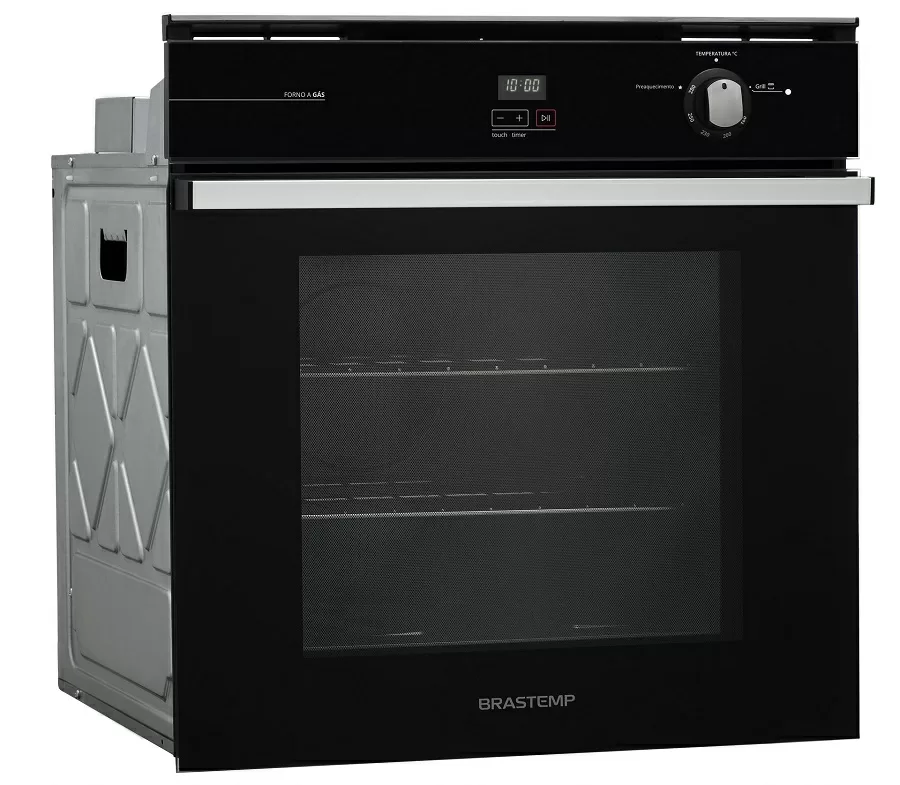 FORNO DE EMBUTIR BRASTEMP A GAS BOA84AE GRILL TOUCH TIMER 78L 220V