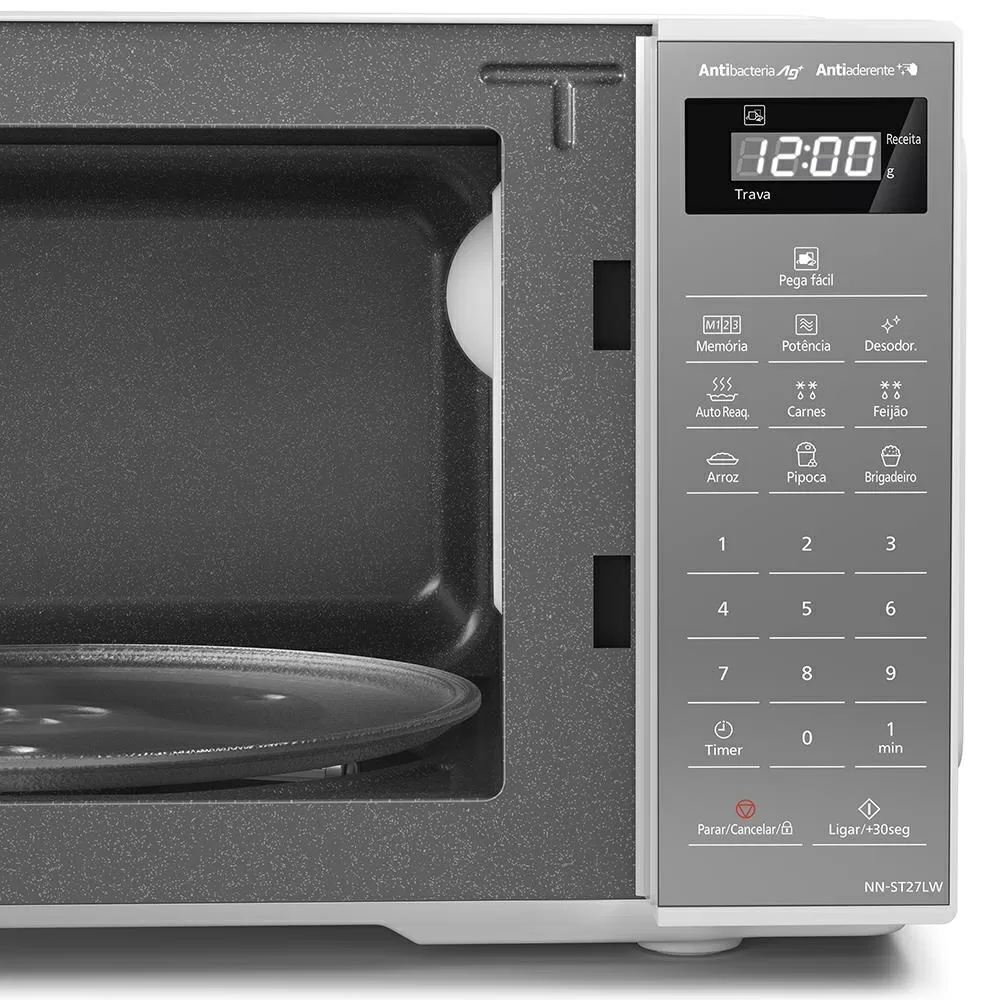 MICRO-ONDAS PANASONIC NN-ST27LWRUK 21L DIA A DIA COM FUNCAO DESODORIZADOR 700W ESPELHADO 220V 