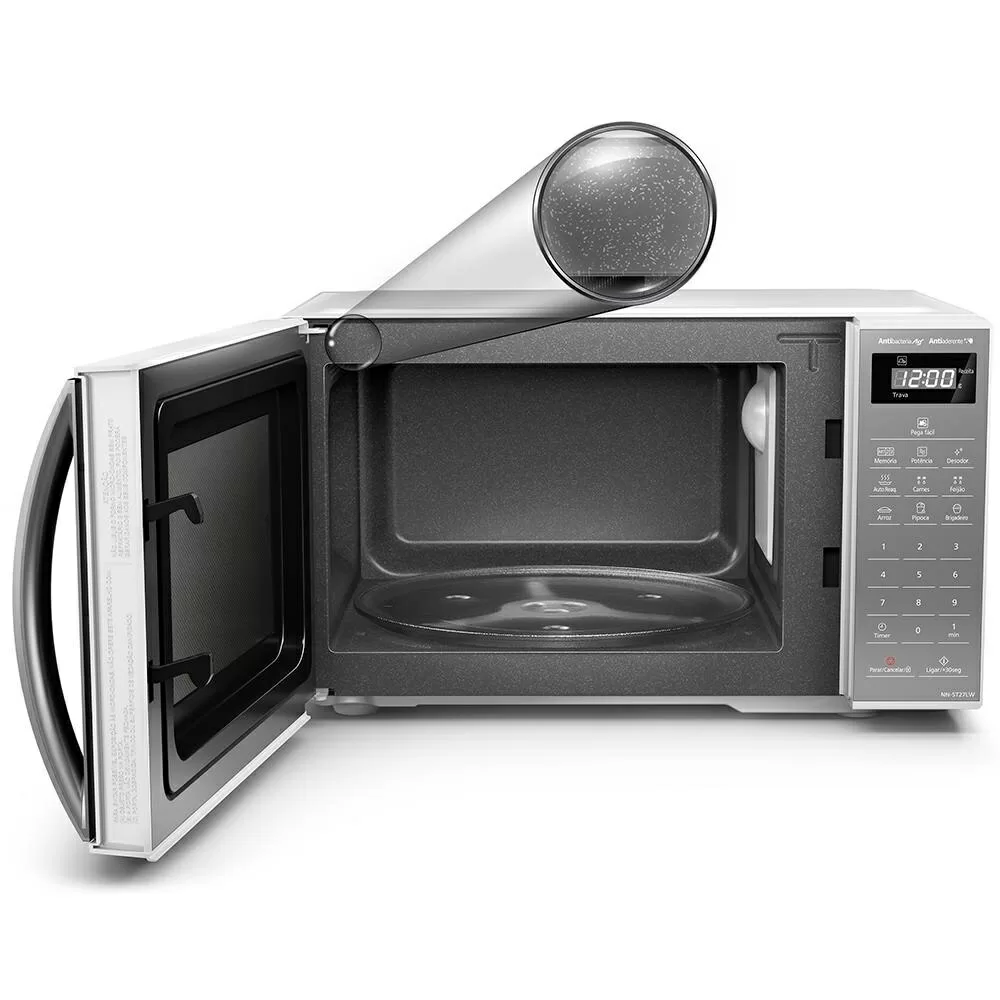 MICRO-ONDAS PANASONIC NN-ST27LWRUK 21L DIA A DIA COM FUNCAO DESODORIZADOR 700W ESPELHADO 220V 