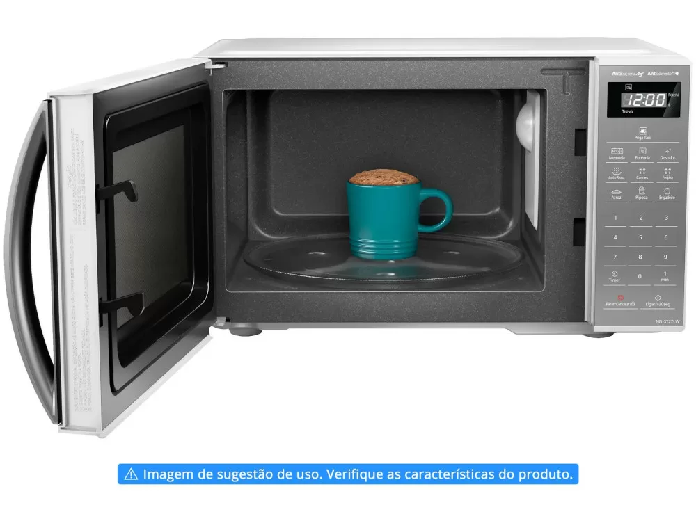 MICRO-ONDAS PANASONIC NN-ST27LWRUK 21L DIA A DIA COM FUNCAO DESODORIZADOR 700W ESPELHADO 220V 
