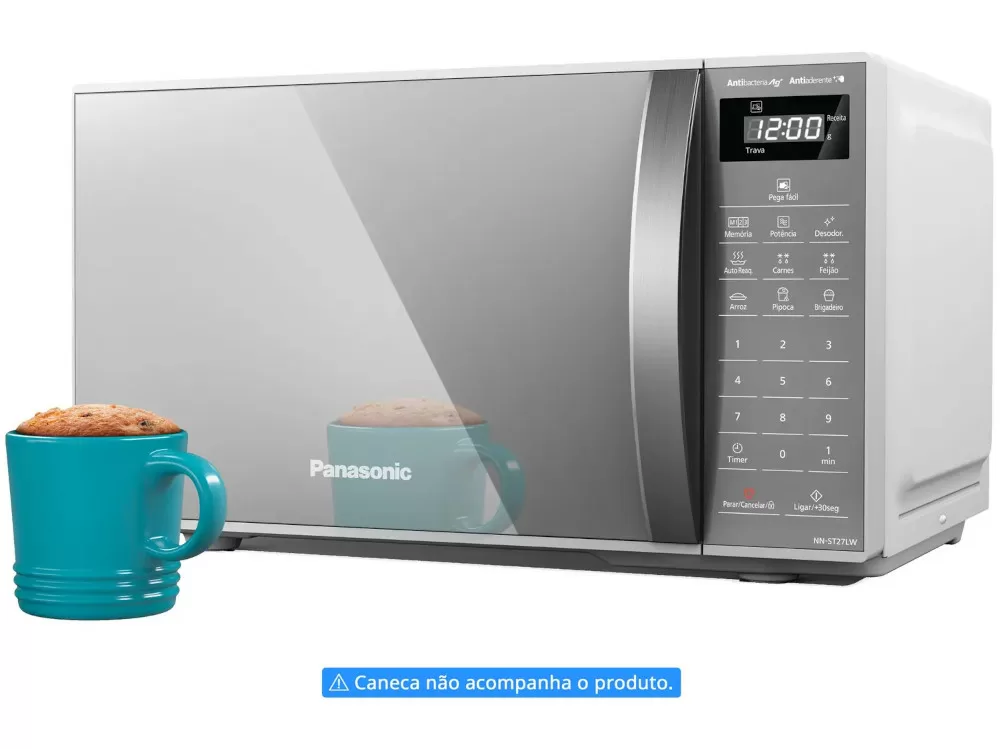 MICRO-ONDAS PANASONIC NN-ST27LWRUK 21L DIA A DIA COM FUNCAO DESODORIZADOR 700W ESPELHADO 220V 