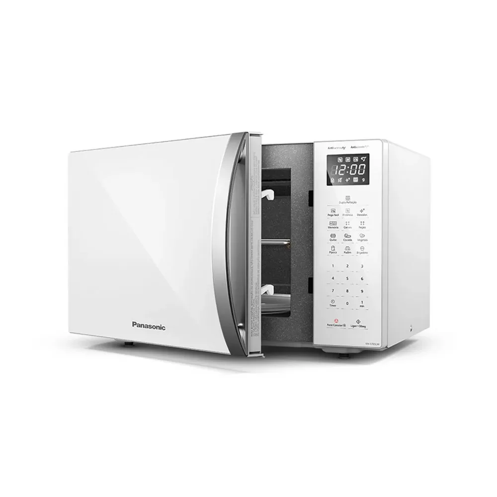 MICRO-ONDAS PANASONIC NN-ST65LWRUK 34L TECNOLOGIA ANTIBACTERIA 900W BRANCO 220V