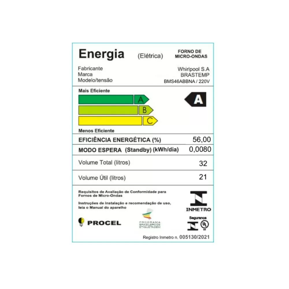 MICRO-ONDAS BRASTEMP BMS46AB 32L BRANCO 220V 