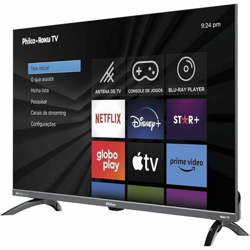 TV LED SMART 32 PHILCO PTV32K34RKGB HD ROKU WI-FI 2 HDMI 2 USB CINZA BIVOLT 