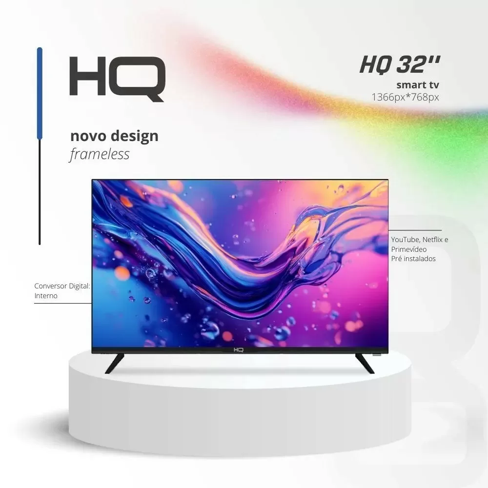 TV LED SMART 32 HQ HD ANDROID 3 HDMI 2 USB PRETA BIVOLT 
