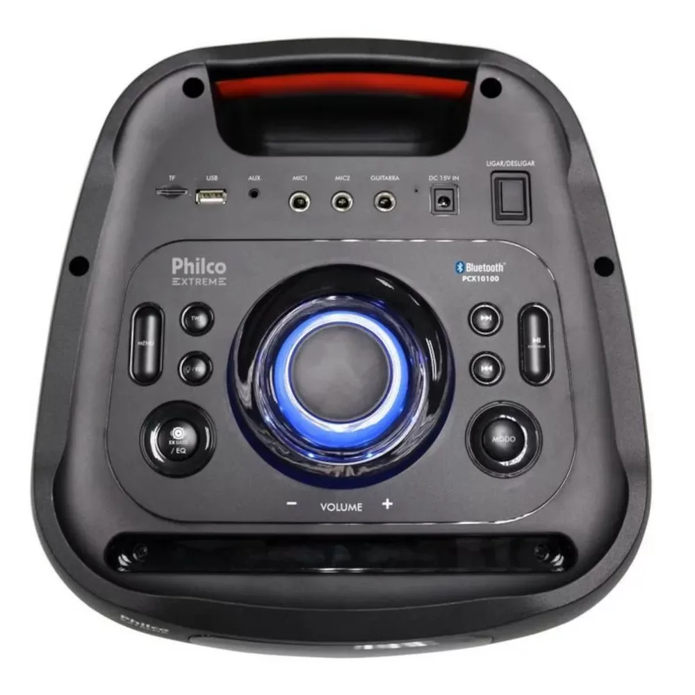 CAIXA DE SOM AMPLIFICADA PHILCO PCX10100 BLUETOOTH 1500W PRETA BIVOLT 
