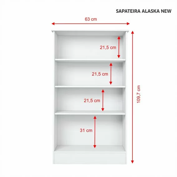 ARMARIO MULTIUSO SAPATEIRA 0.63CM 2 PORTAS ALASKA NEW BRANCO A110XL63XP37 NOTAVEL