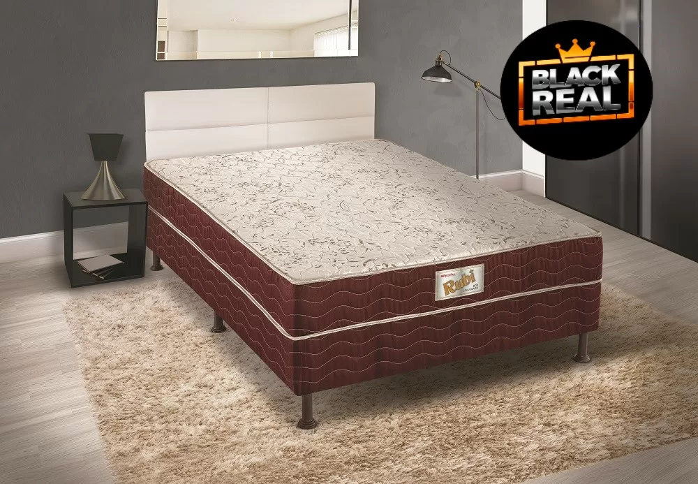 CAMA BOX CONJUGADO CASAL ESPUMA D28 138X188X42 54CM C/PE RUBI 80KG MARROM RECONFLEX