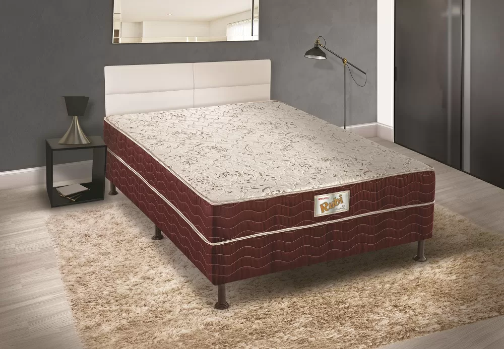 CAMA BOX CONJUGADO CASAL ESPUMA D28 138X188X42 54CM C/PE RUBI 80KG MARROM RECONFLEX