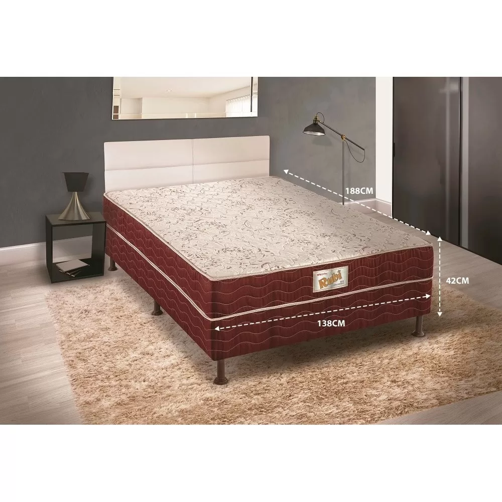 CAMA BOX CONJUGADO CASAL ESPUMA D28 138X188X42 54CM C/PE RUBI 80KG MARROM RECONFLEX