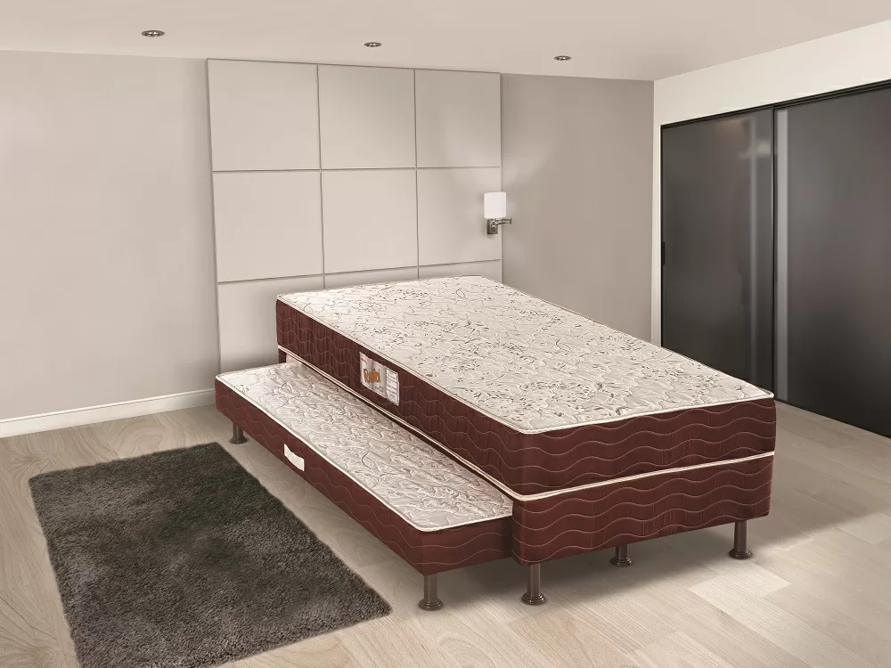 CAMA BOX CONJUGADO SOLTEIRAO ESPUMA BICAMA C/AUX. 88X188X42 RUBI 80KG RECONFLEX