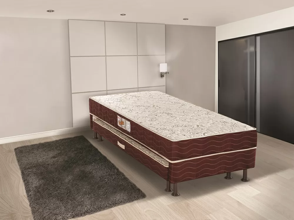 CAMA BOX CONJUGADO SOLTEIRAO ESPUMA BICAMA C/AUX. 88X188X42 RUBI 80KG RECONFLEX
