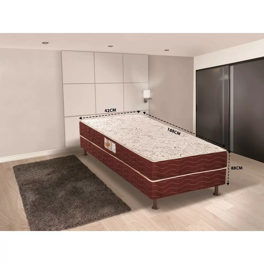 CAMA BOX CONJUGADO SOLTEIRAO ESPUMA D28 88X188X42 54CM C/PE RUBI 80KG RECONFLEX
