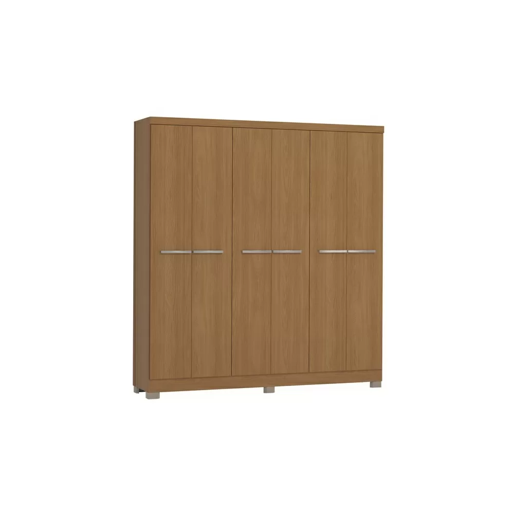 GUARDA ROUPA 6 PORTAS 2 GAVETAS 2.02M E530-CN 15MM CANELA