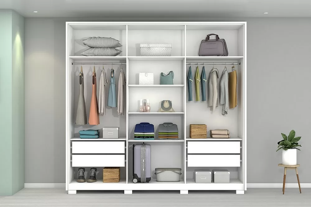 GUARDA ROUPA 6 PORTAS 4 GAV 2.30M REINO BRANCO MDF 12/15MM C/PE C/