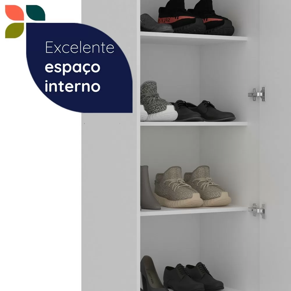 ARMÁRIO MULTIUSO SAPATEIRA 0.60CM 1 PORTA C/ESPELHO VERSA BRANCO 702022-01 A213XL60XP46 TELASUL 
