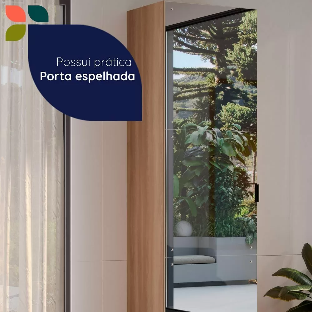 ARMÁRIO MULTIUSO SAPATEIRA 0.60CM 1 PORTA C/ESPELHO VERSA FREIJÓ 702022-02 A213XL60XP46 TELASUL 