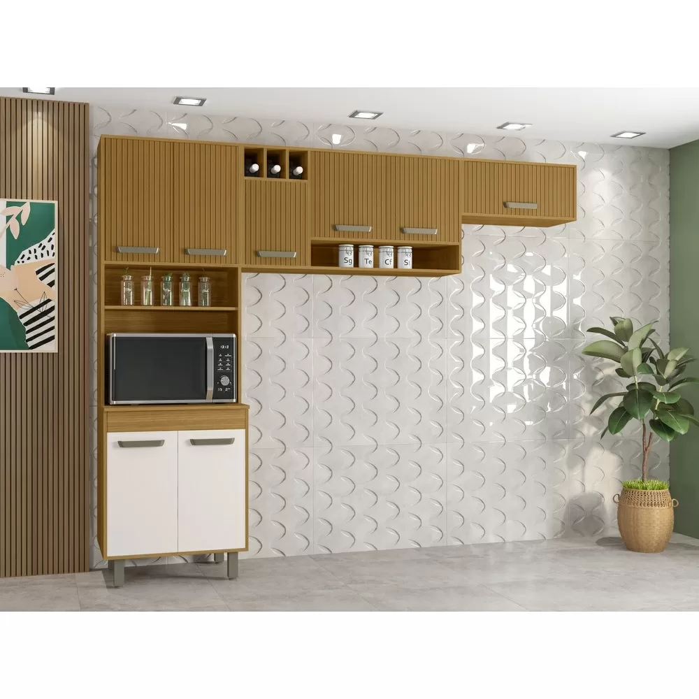 CONJUNTO MESA 4 CADEIRAS RETANGULAR 108X80 MDP BELLAGIO FREIJO/OFF POLIMAN