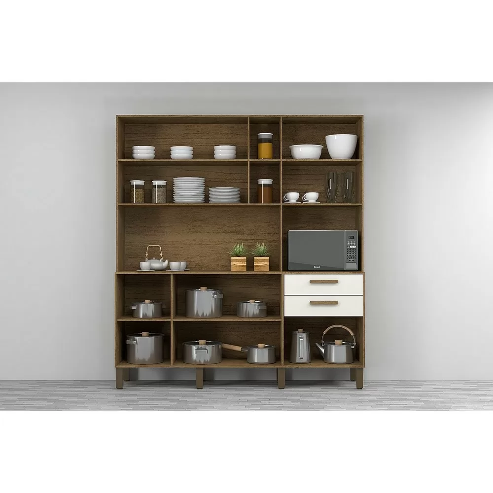 KIT COZINHA 1.80M TREVISO PLUS 7 PORTAS 15/12 CINAMOMO/OFF A200XL180XP40 JOSAN 