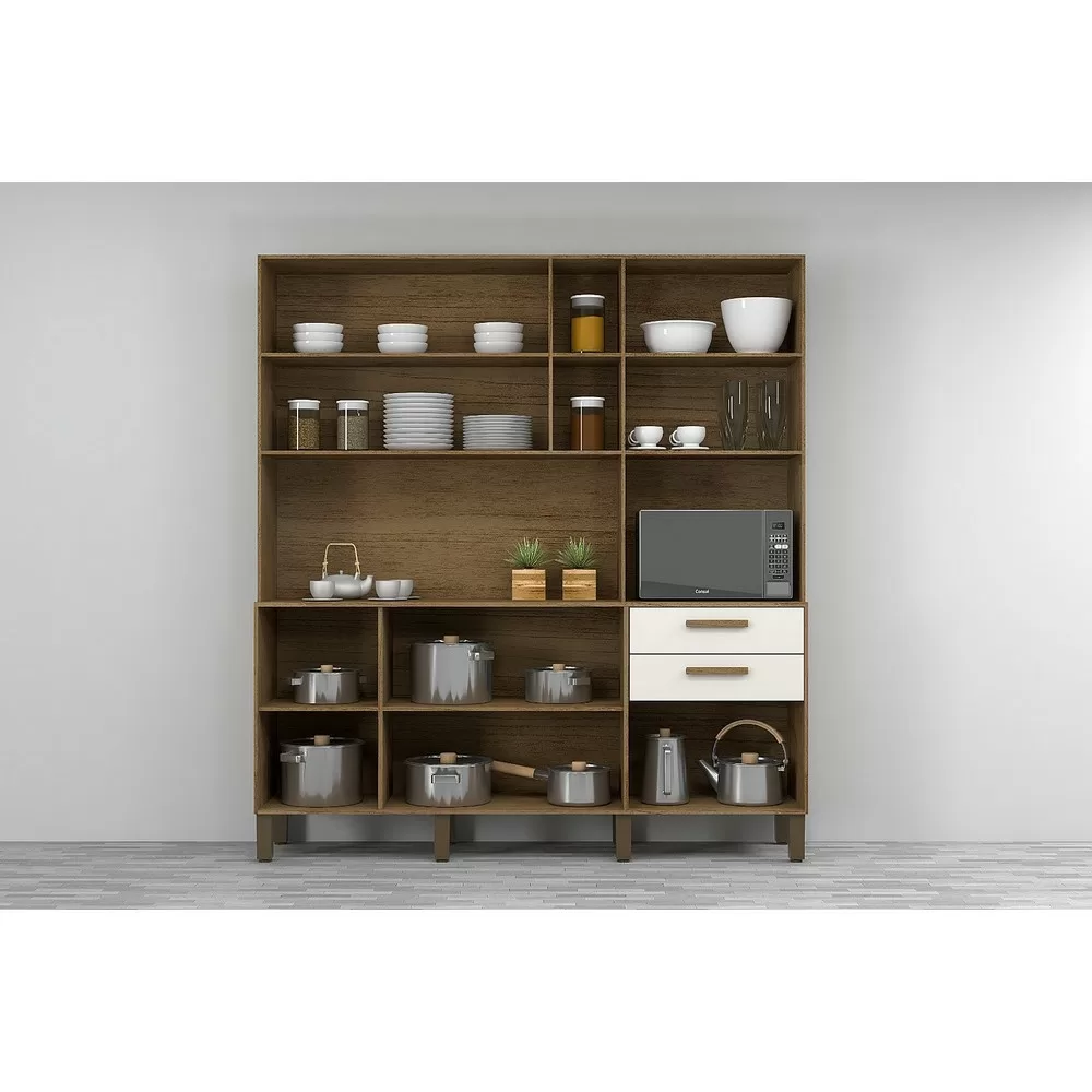 KIT COZINHA 1.80M TREVISO PLUS 7 PORTAS 15/12 CINAMOMO/OFF A200XL180XP40 JOSAN 