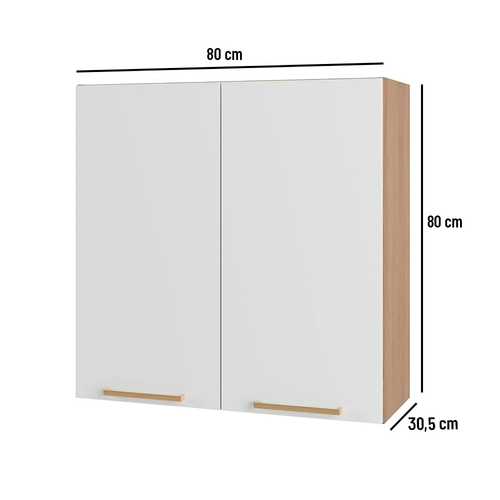 ARMÁRIO 0.80CM 2 PORTAS AVELA MEL/BRANCO 907002 A80XL80XP31 TELASUL 