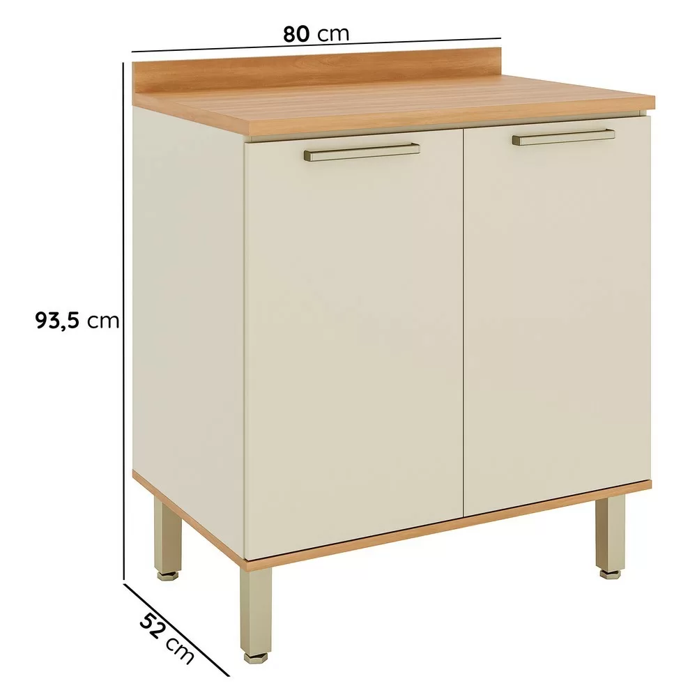 BALCÃO 0.80CM 2 PORTAS C/TAMPO CASTANHA ARENAS/FREIJÓ 915101 A93XL80XP52 TELASUL 