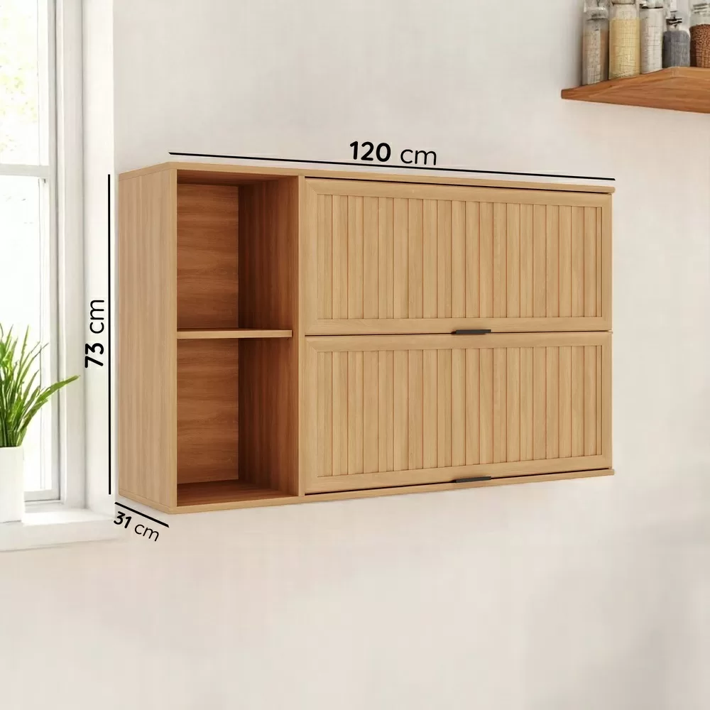 ARMÁRIO 1.20M 2 PORTAS BASC. C/NICHO CASTANHA FREIJÓ 915007 A73XL120XP31 TELASUL 