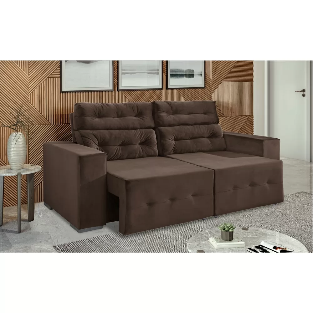 SOFA 3 LUGARES 2.10M RETRATIL/RECLINAVEL 2SS MONACO MARROM T02 JW 