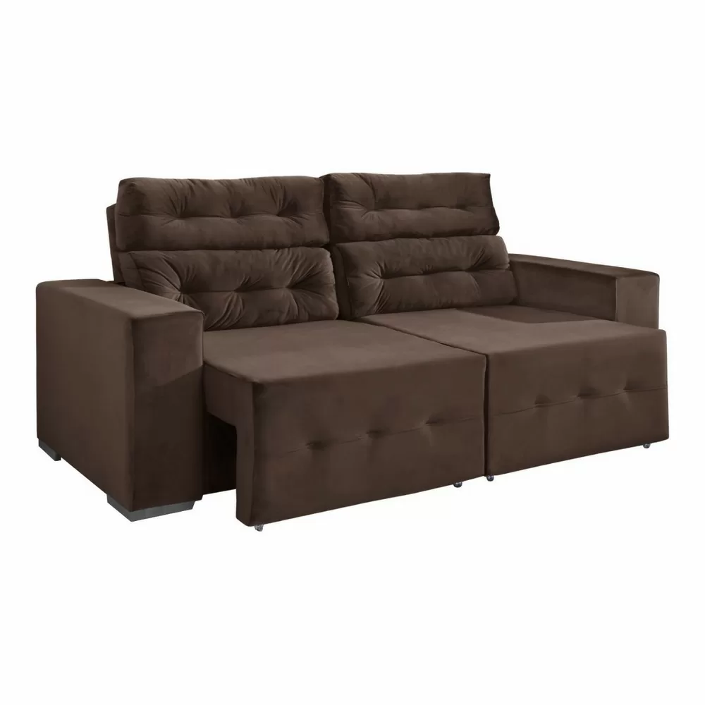 SOFA 3 LUGARES 2.10M RETRATIL/RECLINAVEL 2SS MONACO MARROM T02 JW